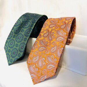 Jos. A. Bank Signature Collection Men's 2 Ties-Green/Blue/Orange-Business Casual